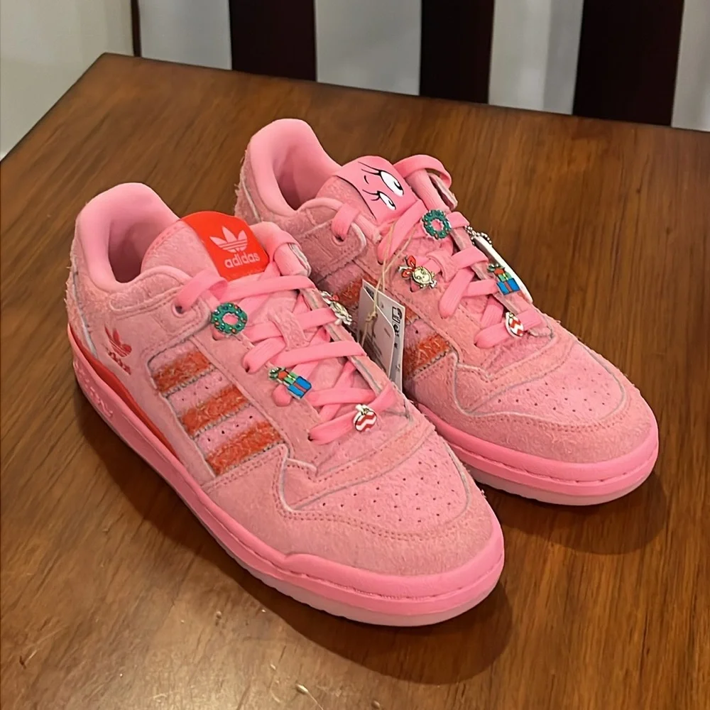 Adidas Forum Low CL The Grinch Shoes Sneakers new pink ID8895 Women’s Size 8 - Picture 2 of 16